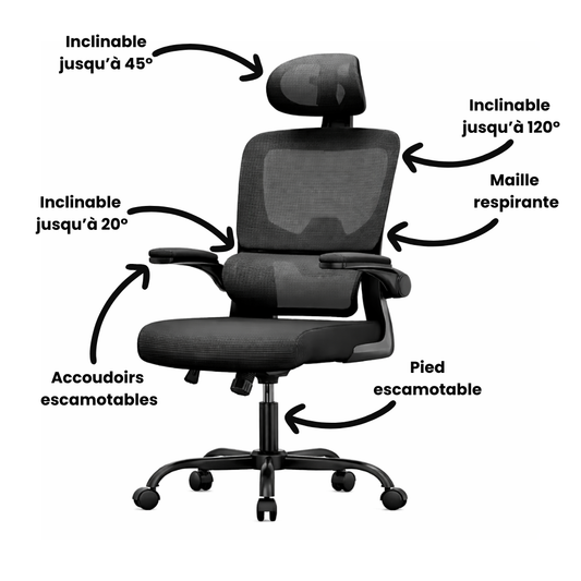 Chaise de bureau ergonomique avec repose-tête