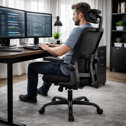 Chaise de bureau ergonomique avec repose-tête