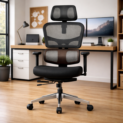 Chaise de bureau ergonomique avec repose-tête et pieds