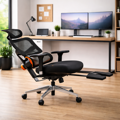 Chaise de bureau ergonomique avec repose-tête et pieds
