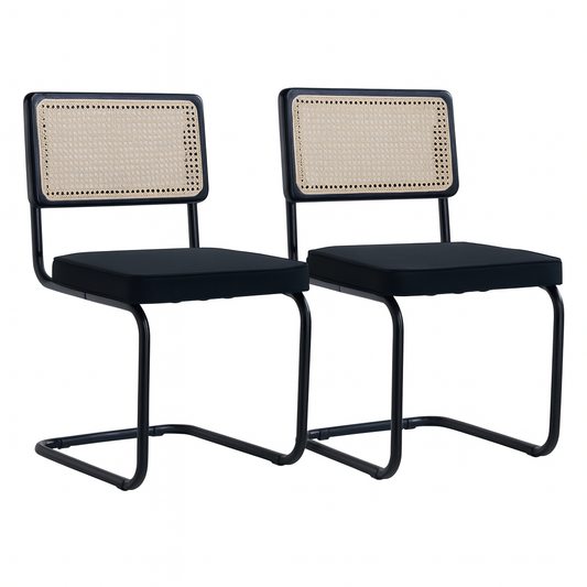 Chaises Design avec Dossier en Rotin – Lot de 2