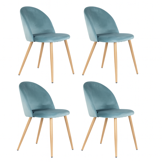 Lot de 4 Chaises Velours Bleu Canard – Design Moderne avec Pieds Effet Bois