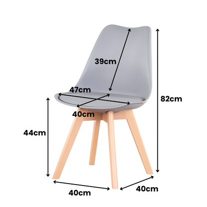 Lot de 6 Chaises Modernes Gris Clair – Assise Ergonomique et Pieds en Bois Naturel