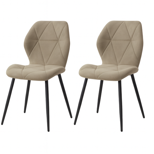 Lot de 2 Chaises Modernes avec Revêtement Matelassé – Pieds Métal Noir