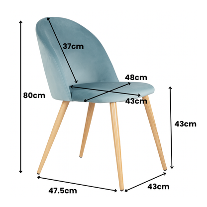 Lot de 4 Chaises Velours Bleu Canard – Design Moderne avec Pieds Effet Bois