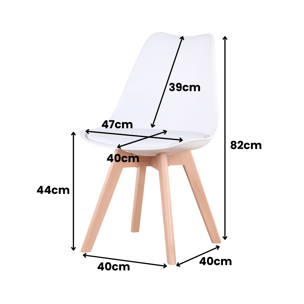 Lot de 6 Chaises Modernes Blanches – Assise Ergonomique et Pieds en Bois Naturel